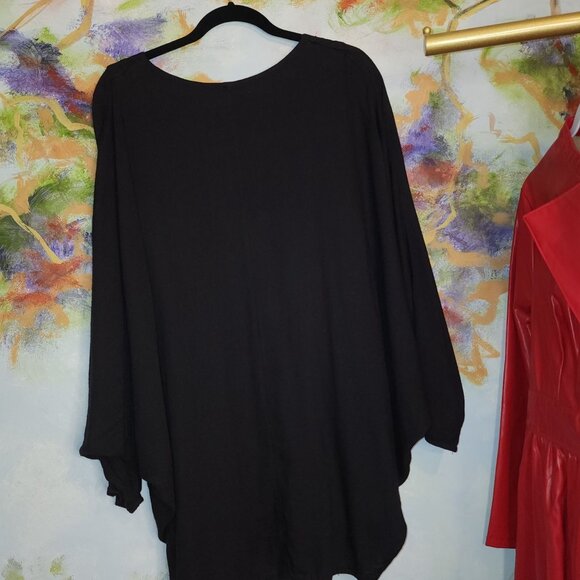 Free People Black Button-Down Cape/Poncho Flowing Long-Sleeve Top - XS - Picture 7 of 9